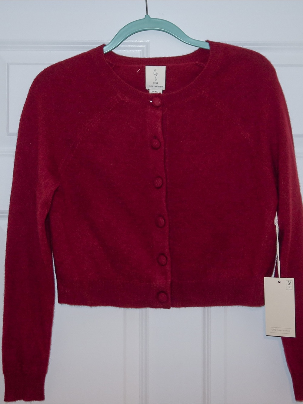 Joie 100% Cashmere Cardigan Sweater XS NWT Burgundy Red 2-Ply